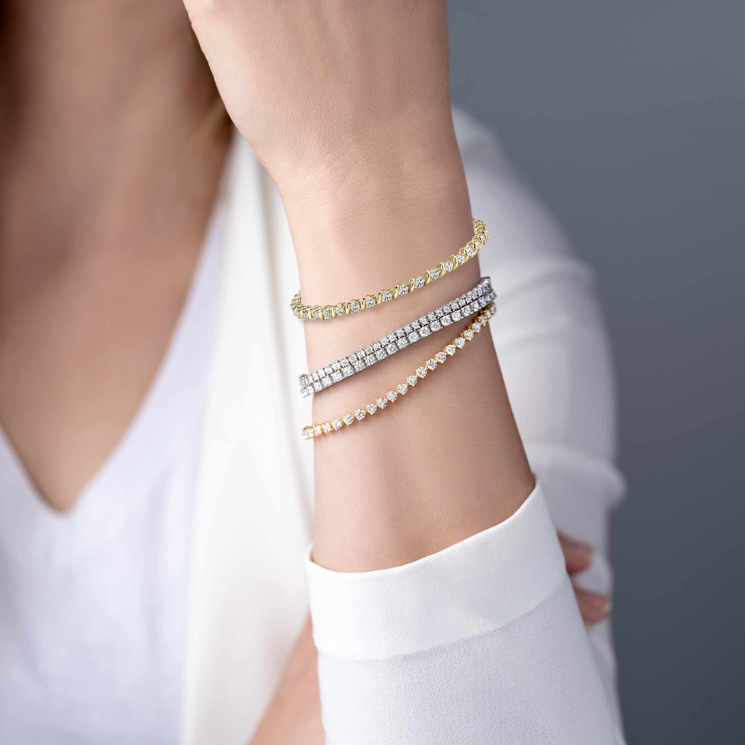 3.0 ctw Round Diamond Tennis Bracelet "S" Bar Style-VIRABYANI